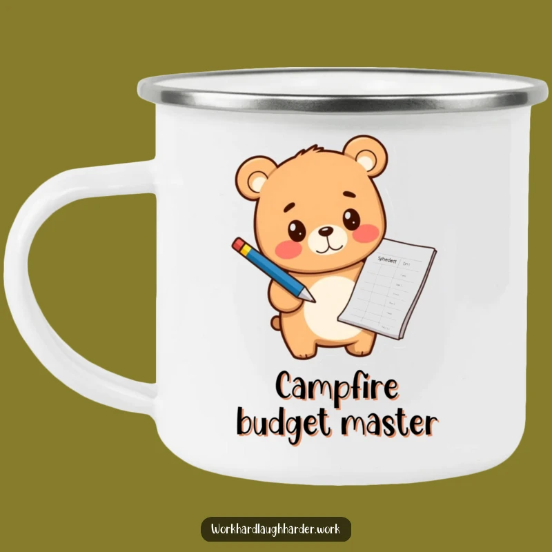 Funny Bear Cub Campfire Mug - Durable Enamel Cup for Outdoor Analysis