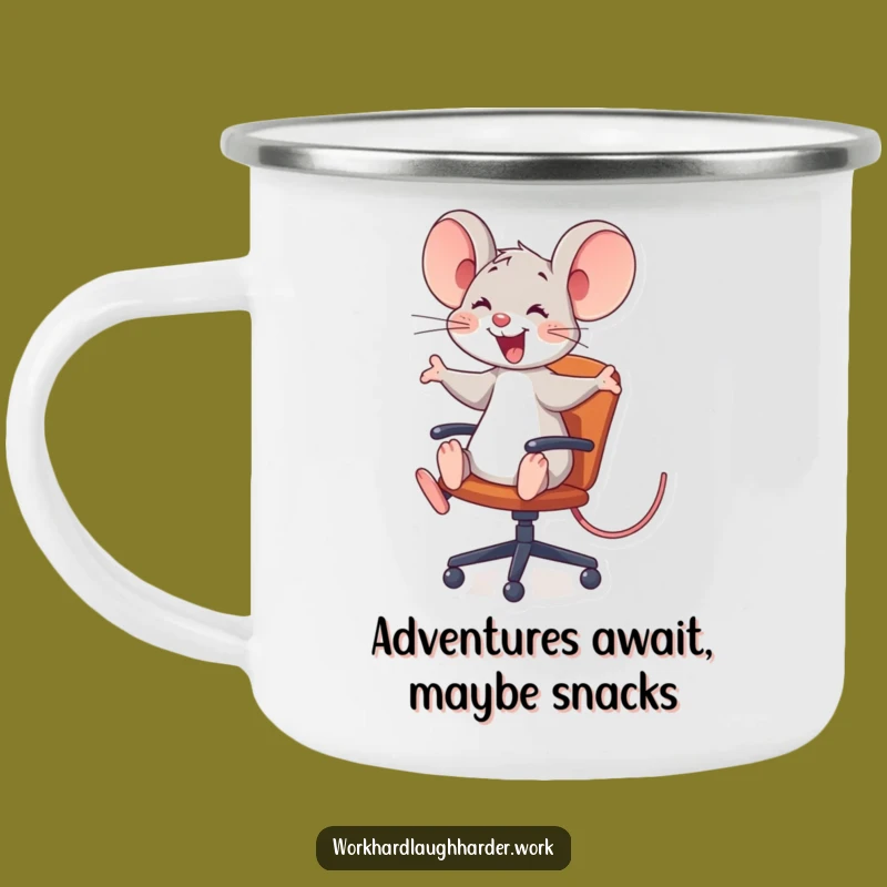 Funny Mouse Office Chair Camping Mug - Comical Desk Warrior Cup, Perfect Funny Gift