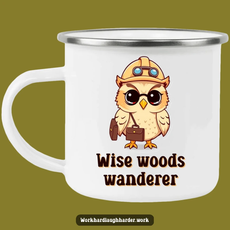 Funny Owl Campfire Mug - Durable Enamel Cup for Determined Adventures