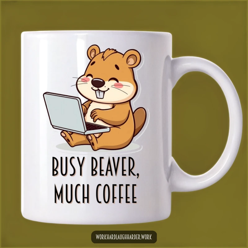 Funny Beaver Typing Laptop Mug: Cute & Productive Work Gift