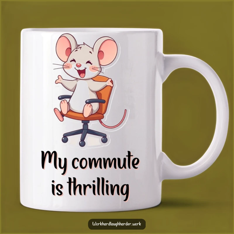 Funny Mouse Office Chair Mug - Joyful Rodent Rider Gift for Desk Lovers