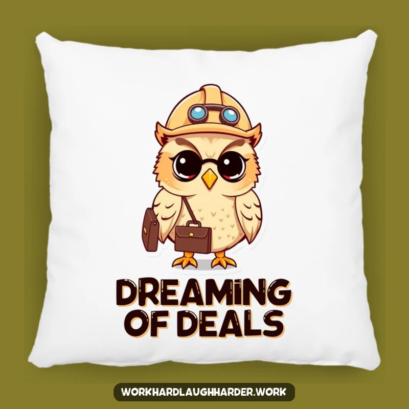 Funny Owl Hard Hat Accent Pillow - Soft Cushion for Ambitious Comfort