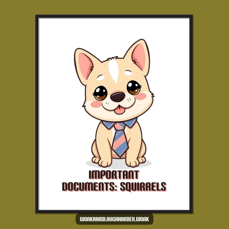 Funny Dog Tie Askew Digital Art - Comical Canine Wall Art, Perfect Funny Gift