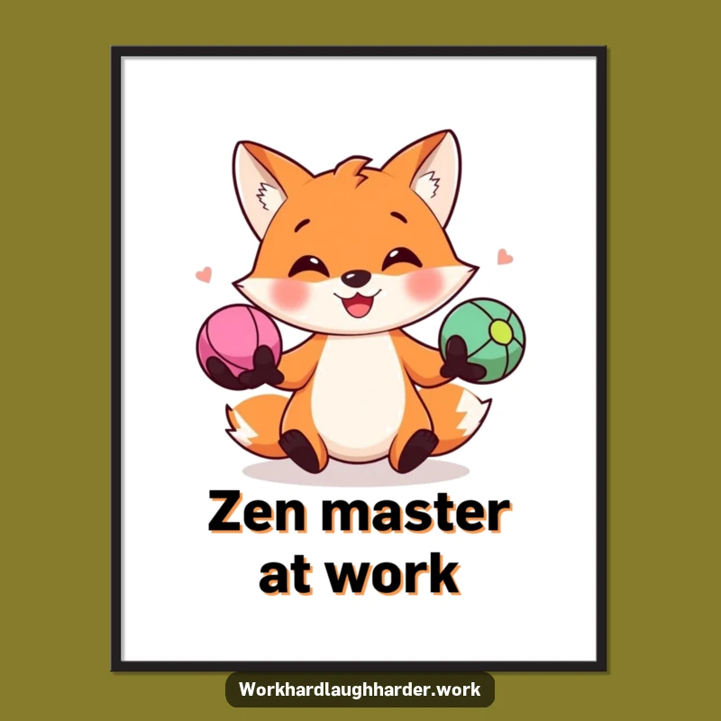 Funny Fox Juggling Digital Art: High-Res Hilarious Print, Perfect Instant Download Gift