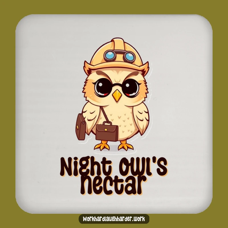Funny Owl Hard Hat Coaster Set - Protect Surfaces with Professional Charm