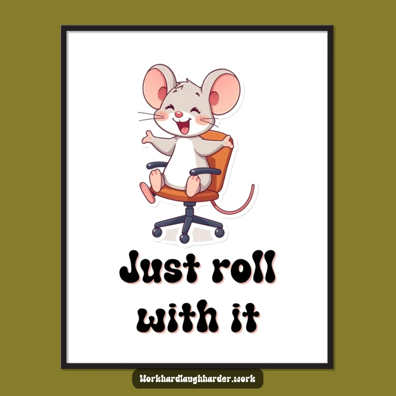 Funny Mouse Office Chair Poster - Hilarious Desk Art Print, Perfect Funny Gift