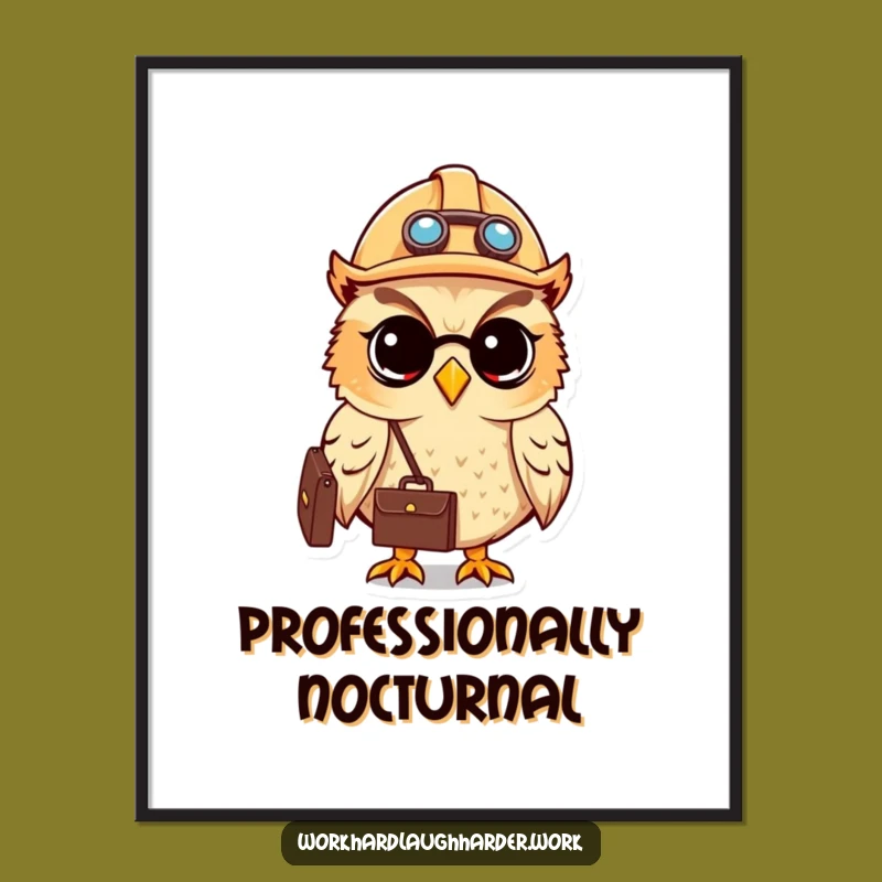 Funny Owl Hard Hat Poster - Motivational Wall Art for a Driven Space