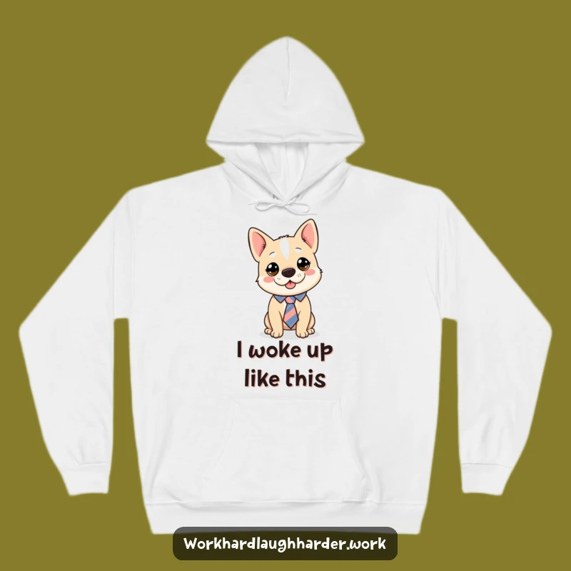 Funny Dog Tie Askew Hoodie - Cozy Comical Canine Wear, Perfect Funny Gift