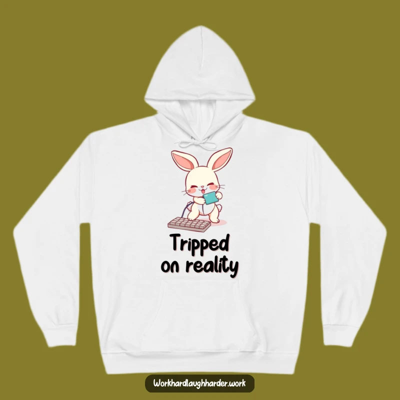 Funny Bunny Tripping Cable Hoodie: Cozy & Comical Tech Wear