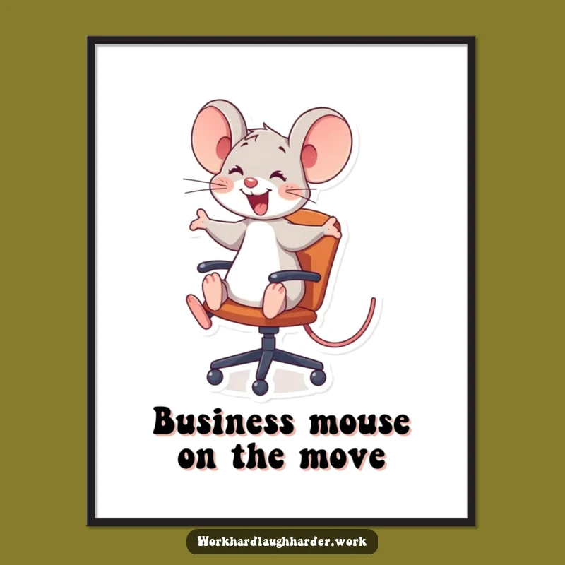 Free Printable Mouse Wall Art: Funny Chair Rider Downloadable Decor Gift