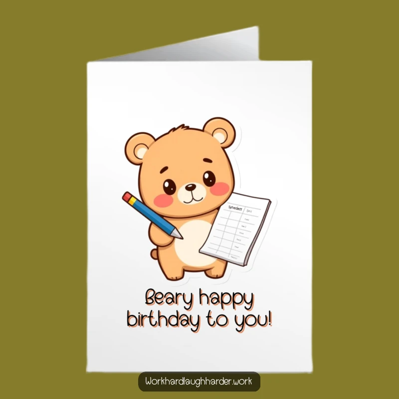 Free Printable Birthday Card: Bear Cub Crushing Goals - Funny Downloadable Gift!