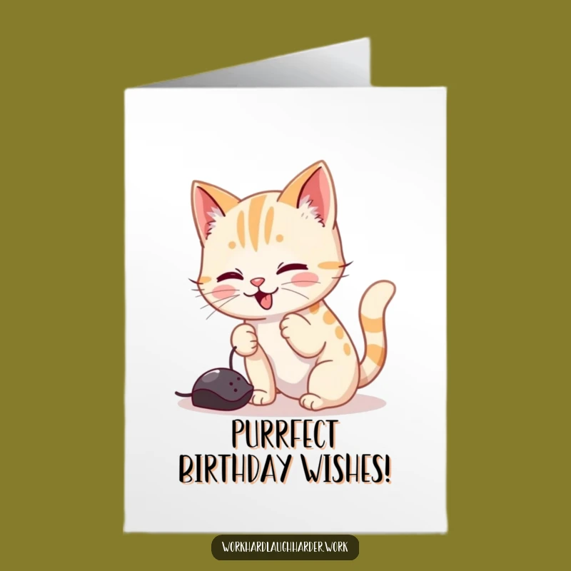Funny Free Printable Cat Birthday Card - Mouse Hunt Downloadable Gift!
