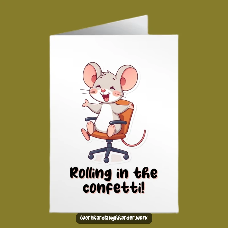 Free Printable Mouse Congratulations Card: Funny Chair Rider Downloadable Gift