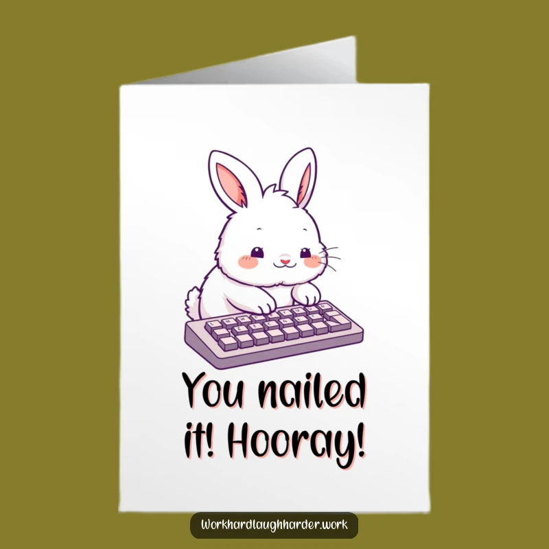Free Printable Congrats Card: Rabbit's Typing Triumph - Fast & Funny Downloadable Gift!