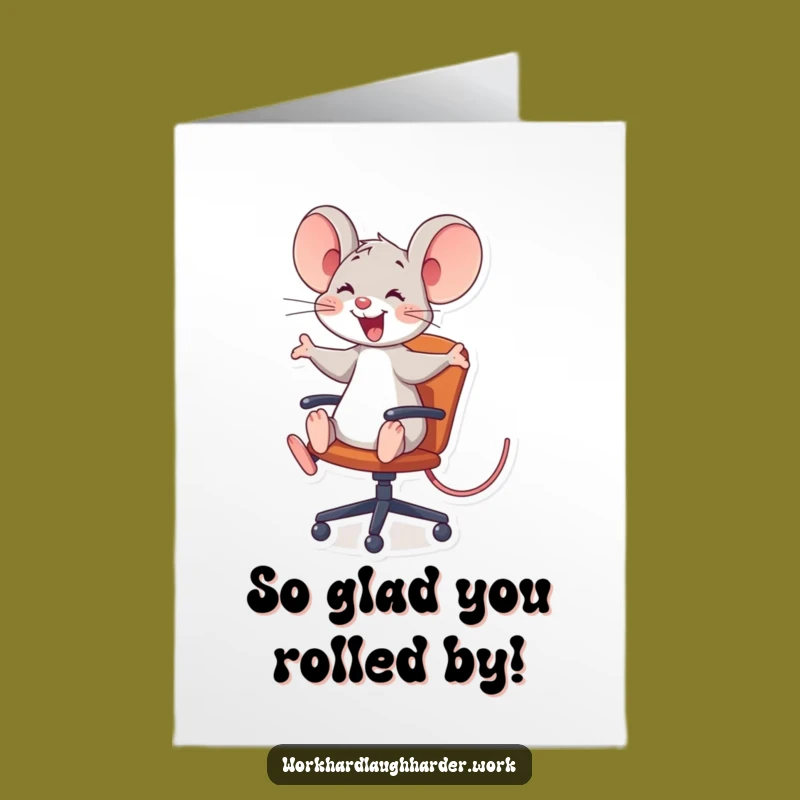 Free Printable Mouse Thank You Card: Funny Chair Rider Downloadable Gift