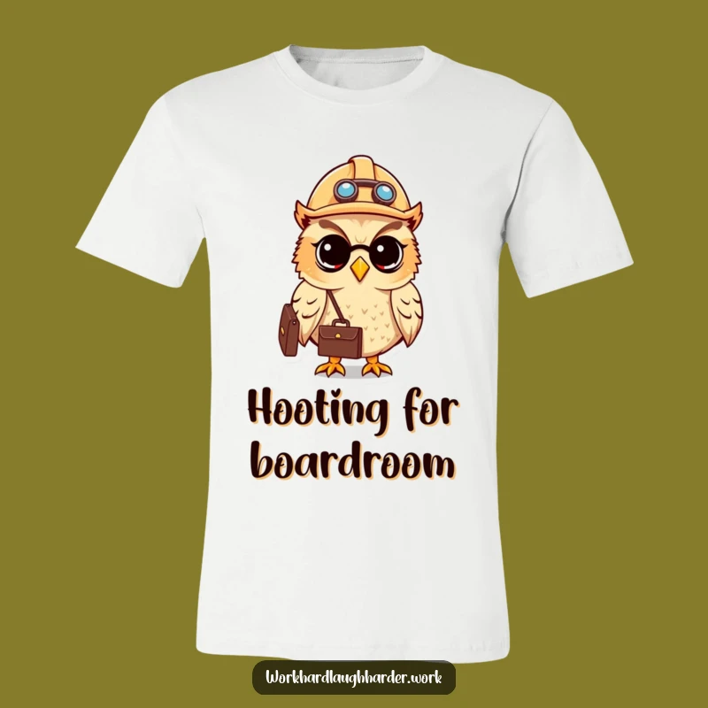 Funny Owl Hard Hat T-Shirt - Ambitious Cartoon Graphic Tee for Professionals