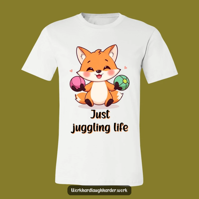 Funny Fox Juggling T-Shirt: Hilarious Stress Ball Art for Ultimate Comfort and Style