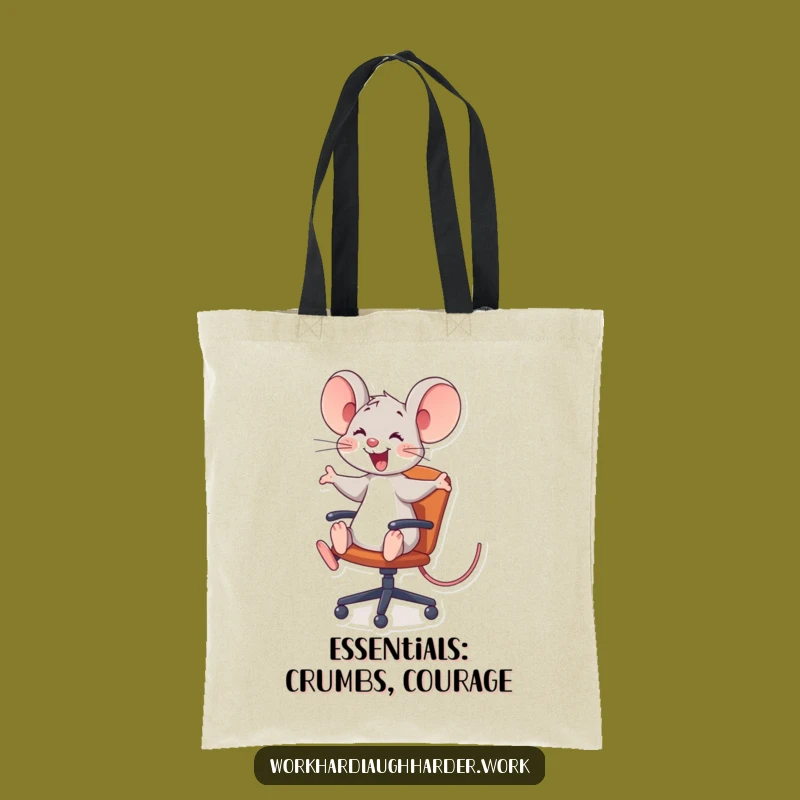 Funny Mouse Office Chair Tote Bag - Comical Desk Companion, Ideal Funny Gift