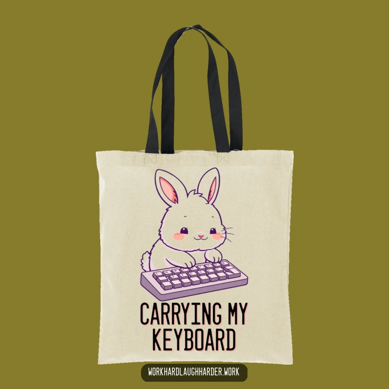 Funny Rabbit Keyboard Tote Bag - Durable Canvas Bag for Online Errands